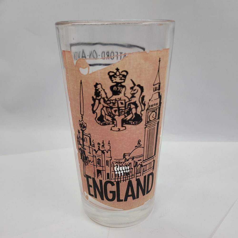 Pan Am England Souvenir Glass Vintage Pan American Airways London Big Ben 5in